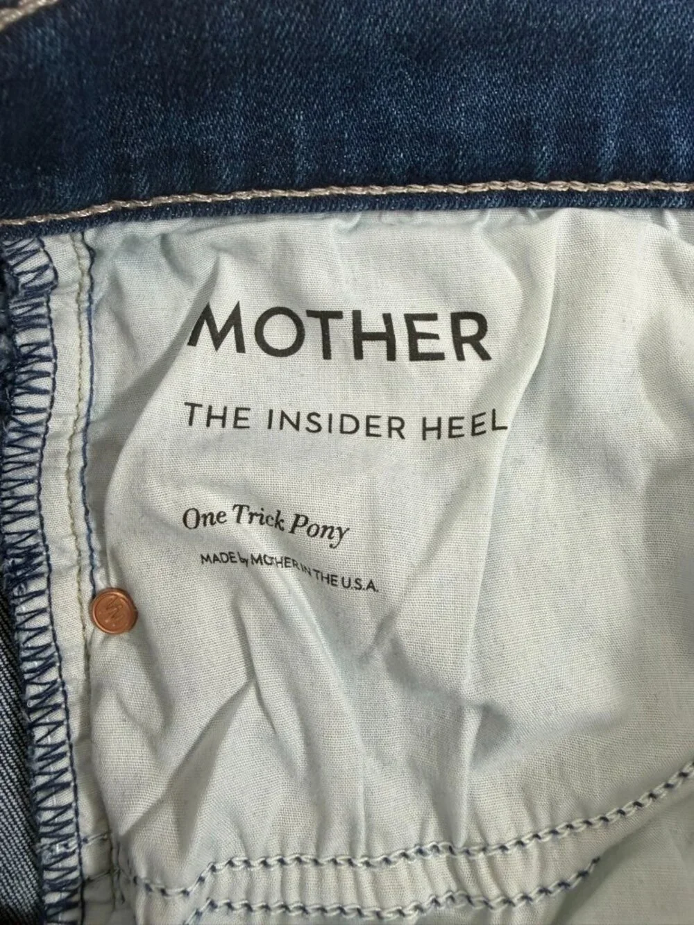 Mother The Insider Heel One Trick Pony Jeans Size 30 x 34" - Picture 5 of 10